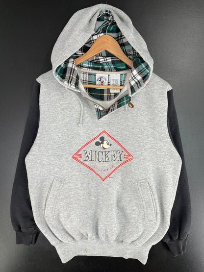 90's DISNEY MICKEY Size M Vintage Hoodie Half Zip-up Sweat-shirt / A9709