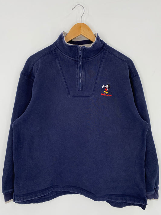 00' DISNEY MICKEY Size L Vintage Half-zip Sweat-shirt / K5755