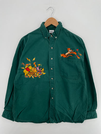 00' DISNEY WINNIE THE POOH Approx. Size XL Vintage Button-Down Shirt / A6328