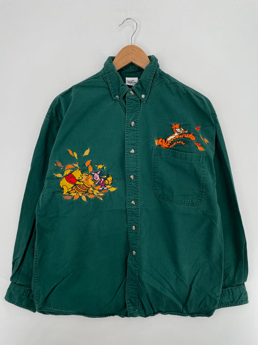 00' DISNEY WINNIE THE POOH Approx. Size XL Vintage Button-Down Shirt / A6328