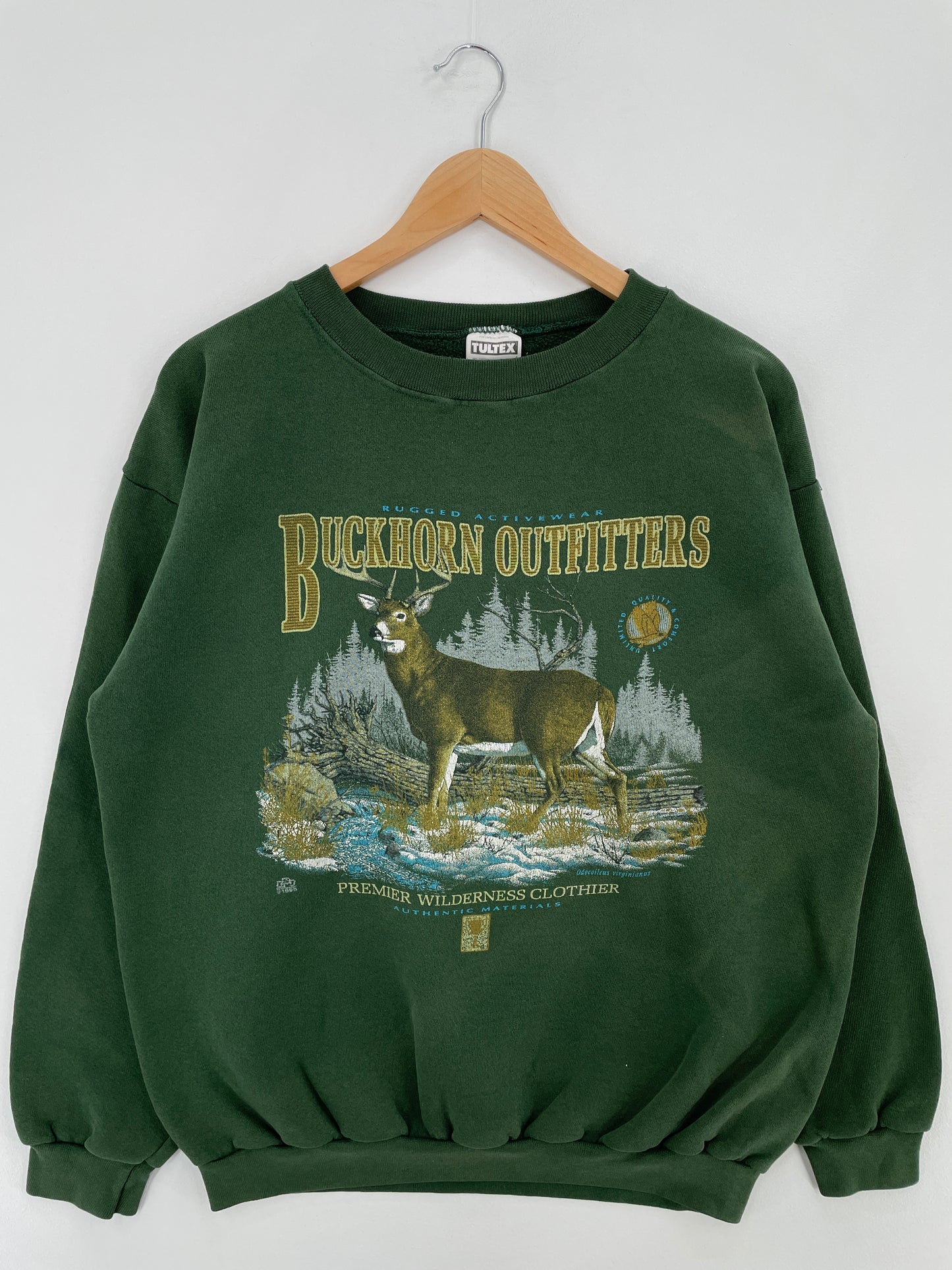 90's BUCKHORN OUTFITTERS DEER Made in USA Size XL Vintage Animal Sweat-Shirt / E1209