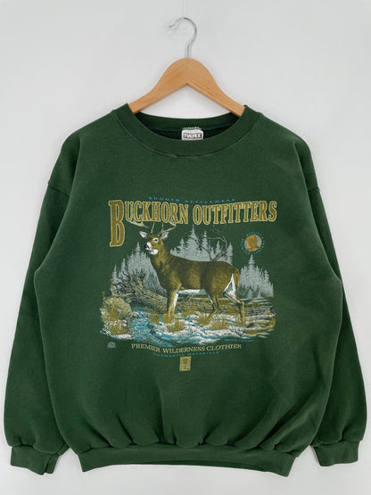 90's BUCKHORN OUTFITTERS DEER Made in USA Size XL Vintage Animal Sweat-Shirt / E1209