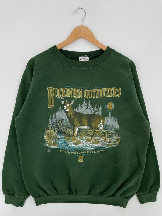 90's BUCKHORN OUTFITTERS DEER Made in USA Size XL Vintage Animal Sweat-Shirt / E1209