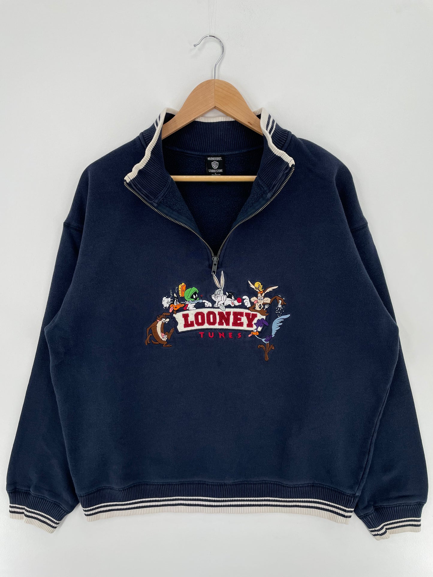 1998 LOONEY TUNES Size L Vintage Half Zip-up Sweat-Shirt / A1830