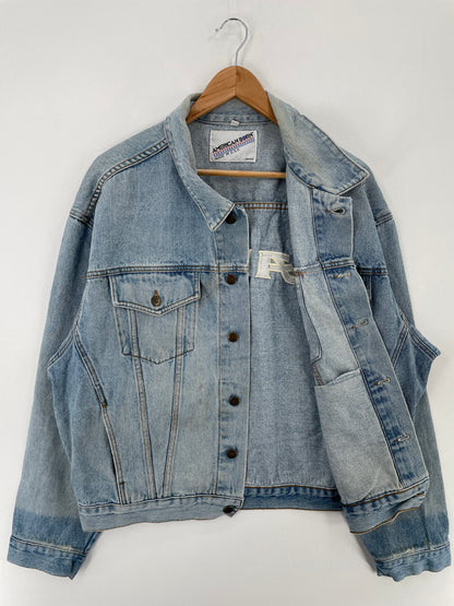 90's CAMEL Made in USA Size XL Vintage Denim Jacket / A9756