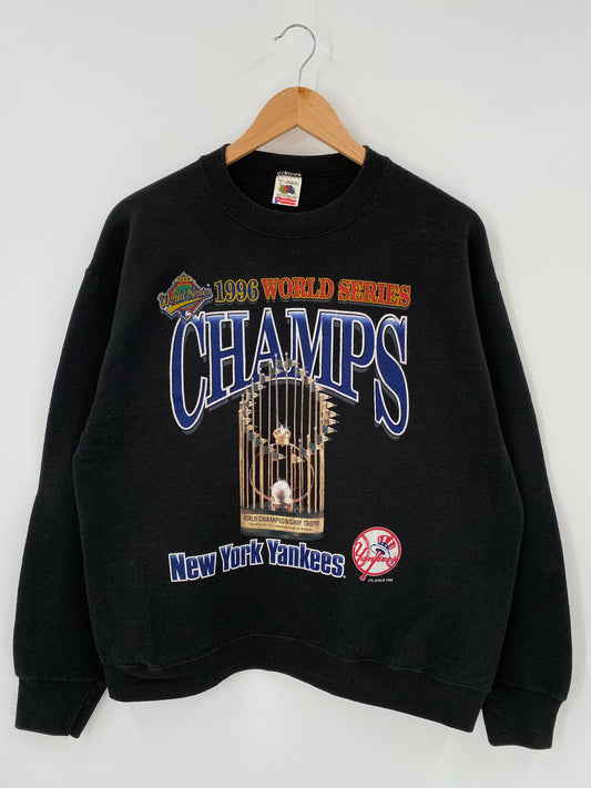 1996 NEW YORK YANKEES WORLD SERIES Made in USA Size L Vintage MLB Sweat-Shirt / K4174