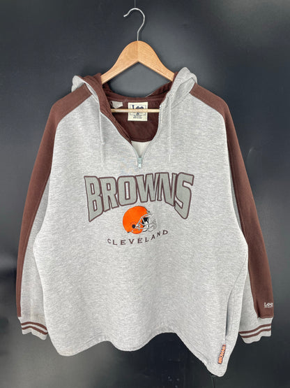 90’s CLEVELAND BROWNS Size XL Vintage NFL Half Zip Hoodie Sweat-Shirts/ K8629