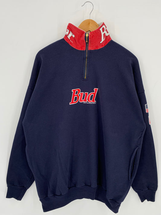 1999 NASCAR BUDWEISER Size XL Racing Half Zip Sweat-Shirt / K6687