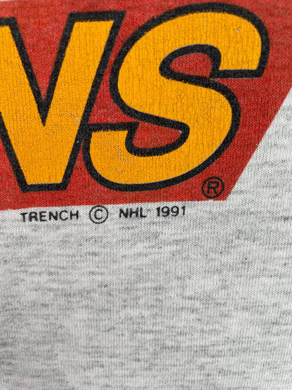 1991 PITTSBURGH PENGUINS Made in USA Size L Vintage NHL T-Shirt / A3845