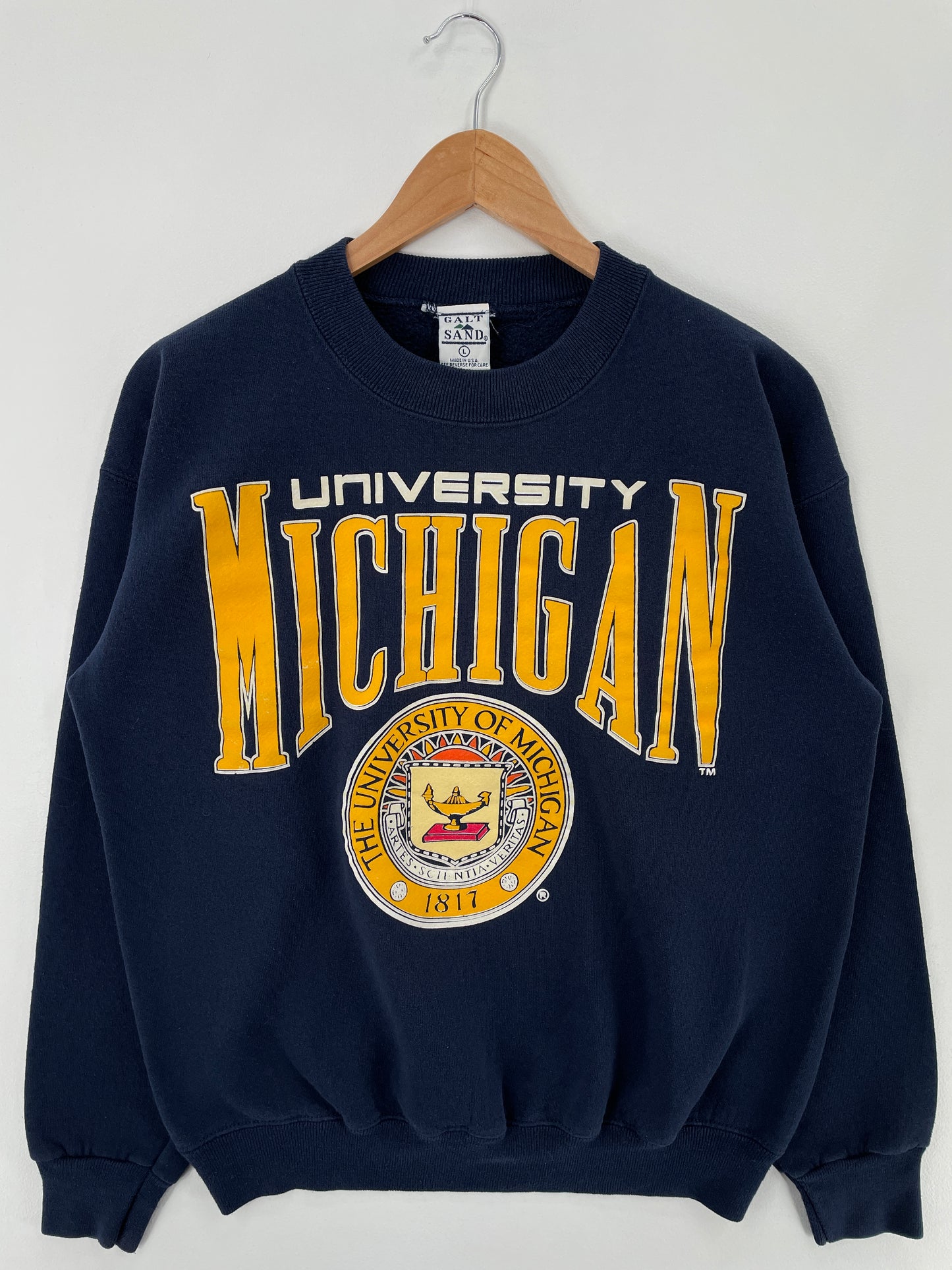 90's UNIVERSITY OF MICHIGAN Made in USA Size L Vintage College Sweat-shirt / E187