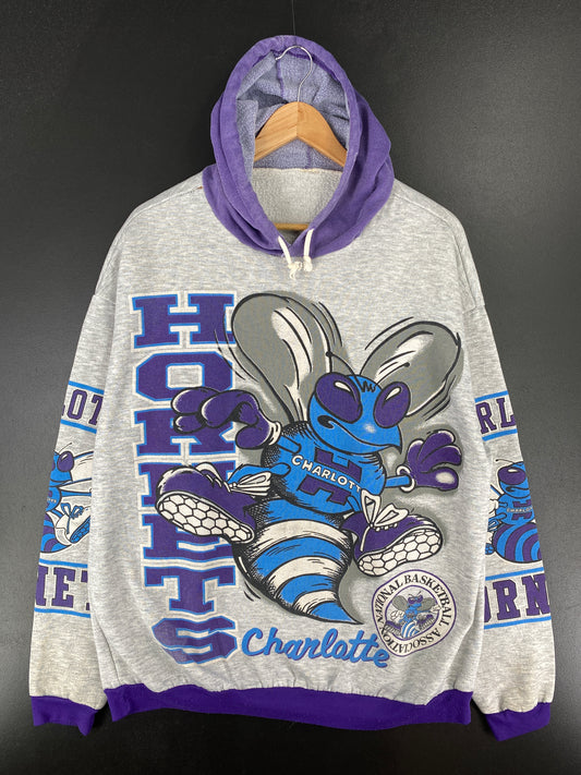 90’s CHARLOTTE HORNETS (No tag) Approx. Size XL Vintage NBA Hoodie Sweat-Shirt / A4952