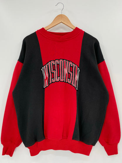 90’s WISCONSIN Size No Tag (Approx.L) Vintage College Sweat-shirt / K6394