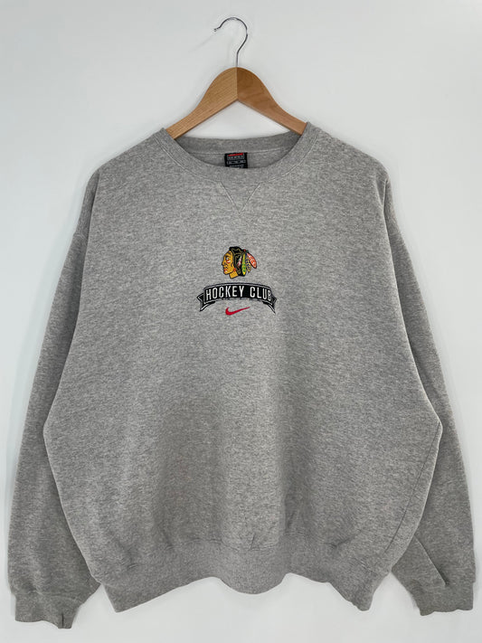 00' NIKE CHICAGO BLACKHAWKS Size XL Vintage NHL Sweat shirt / K7005