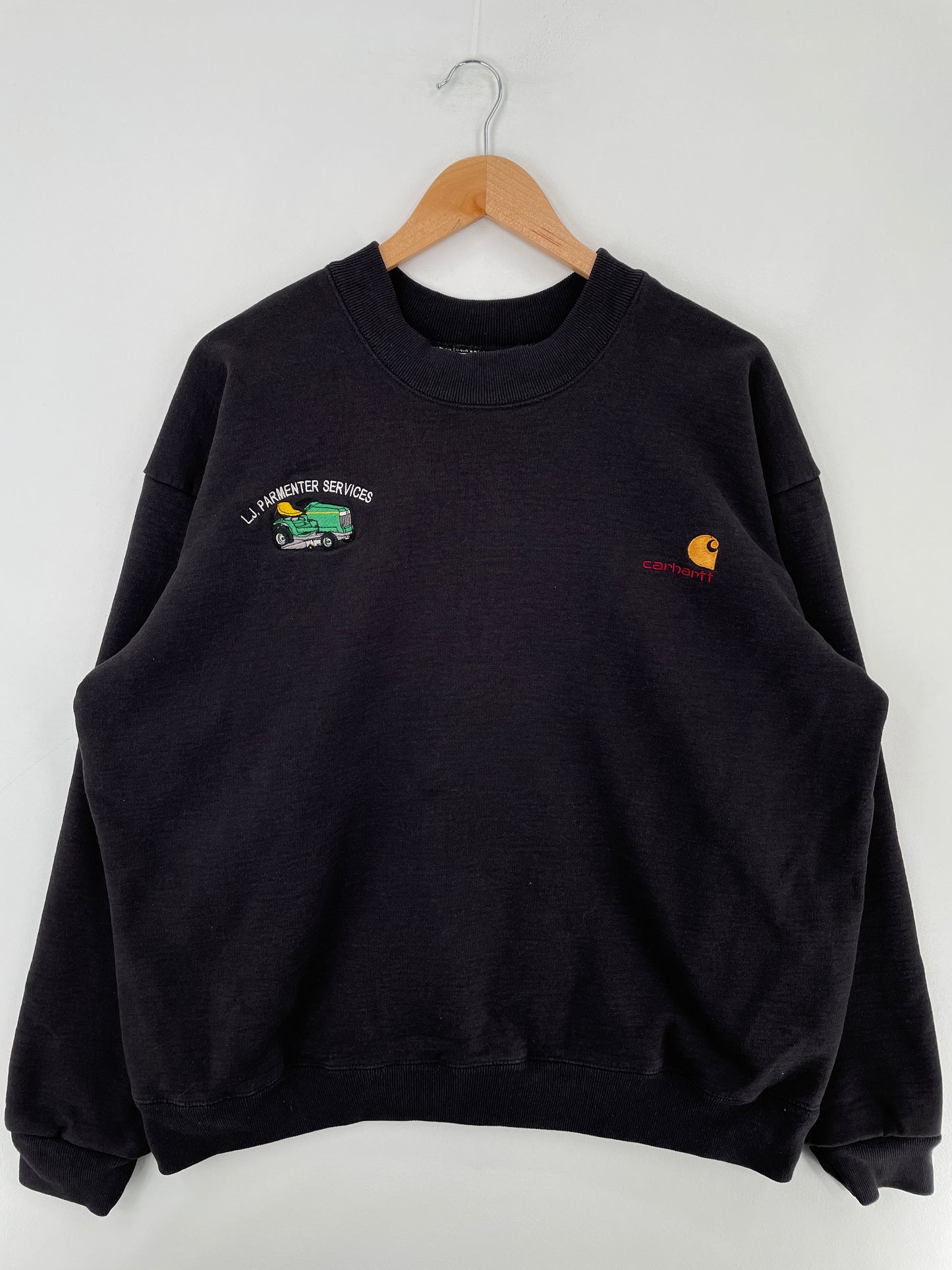 Vintage CARHARTT x LJ. PARMENTER SERVICES Made in USA Size Approx.XL Sweat-Shirt / E2633S