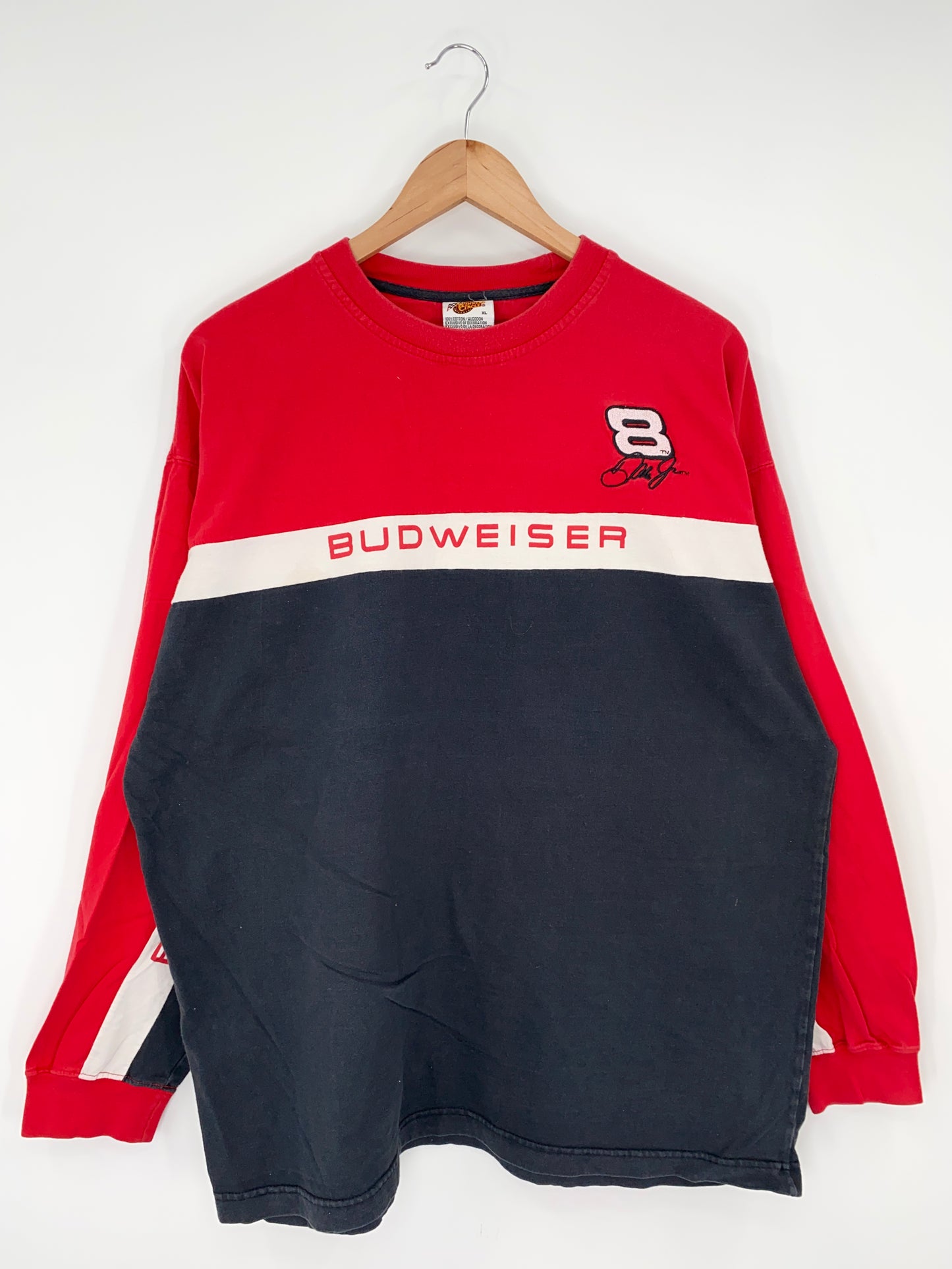 Vintage DALE EARNHARDT JR x BUDWEISER Size XL Racing Long Sleeve T-Shirts / K9657