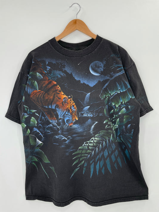 90’s HABITAT x TIGER Made in USA Size XL Vintage T-Shirts / K4967