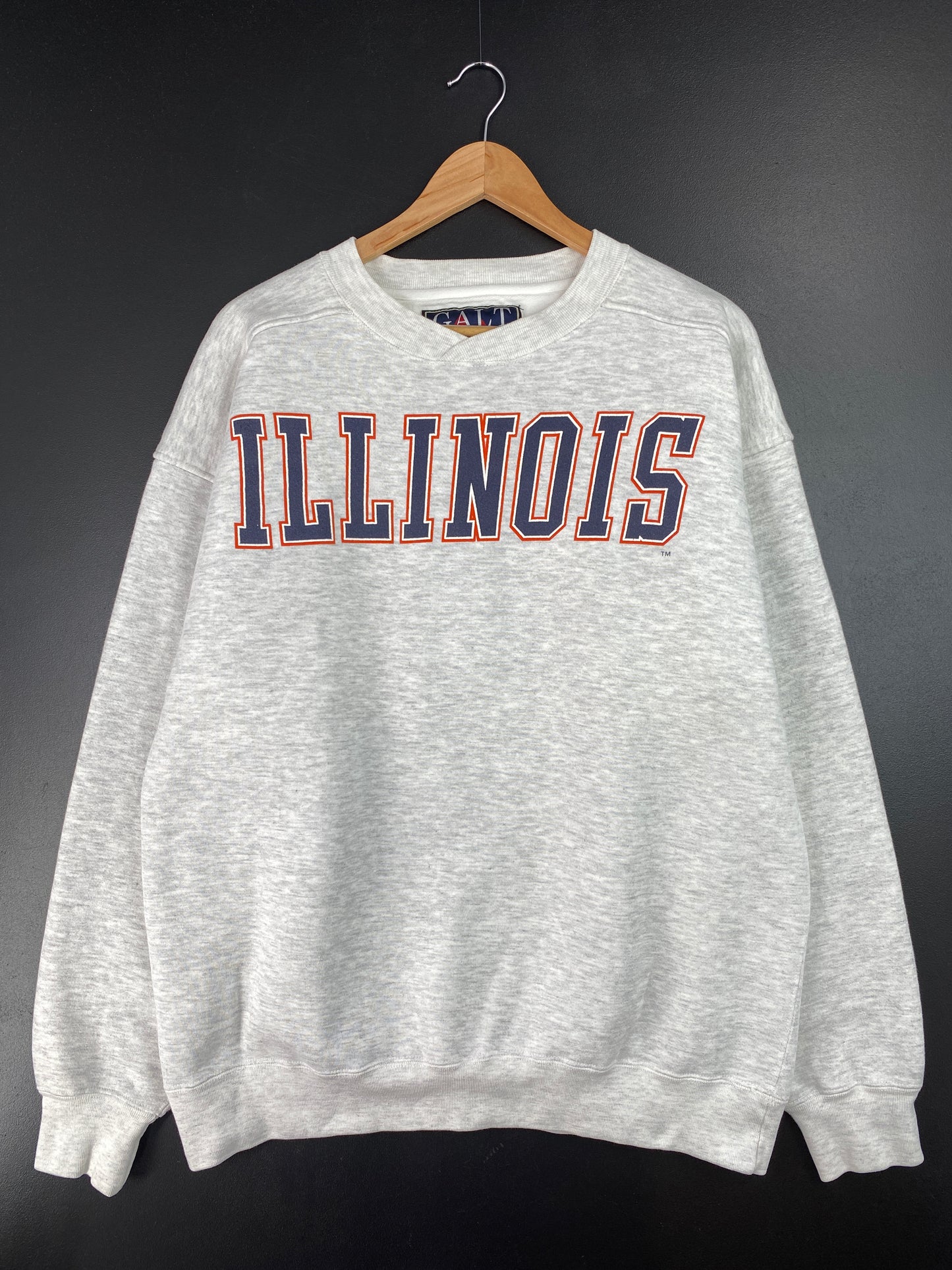 90's ILLINOIS Size L Vintage College Sweat-Shirt / A7254
