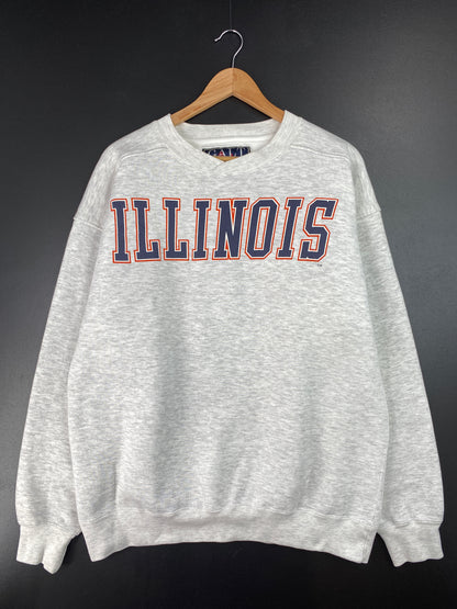 90's ILLINOIS Size L Vintage College Sweat-Shirt / A7254