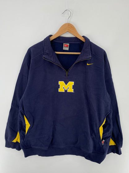 00' NIKE MICHIGAN STATE Size L Vintage Half Zip Sweat-Shirt / A9889