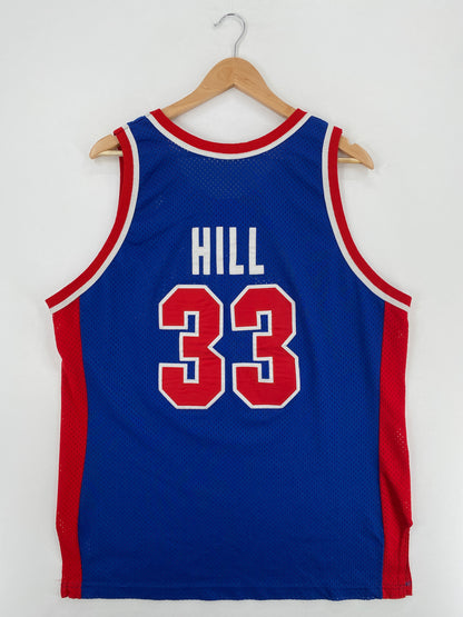 90’s CHAMPION x DETROIT PISTONS GRANT HILL Made in USA Size 48 XL Vintage NBA Jersey / A5457