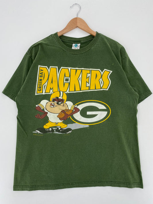 1997 LOONEY TUNES TAZ x GREEN BAY PACKERS Size XL Vintage NFL T-Shirts / A3001