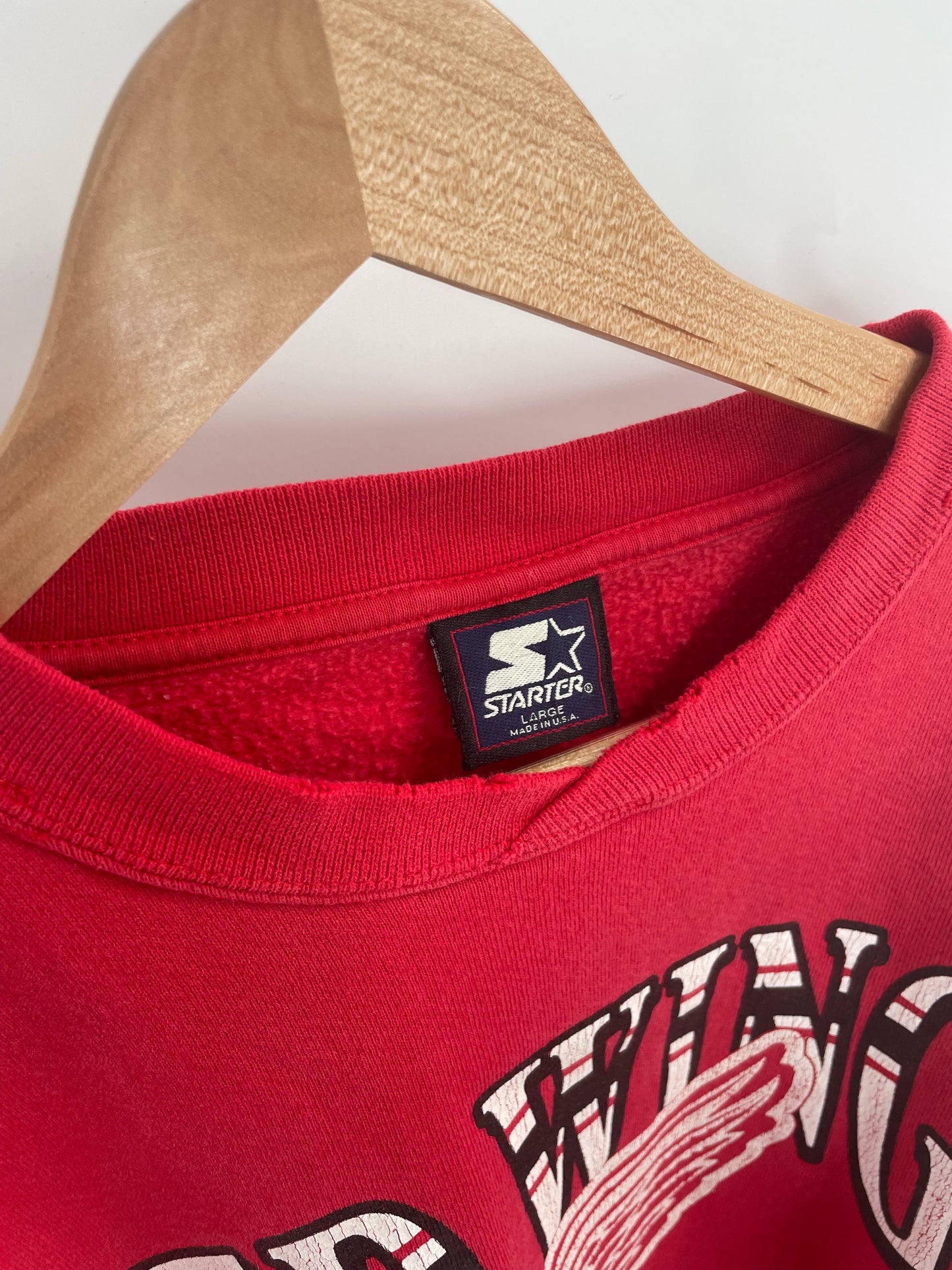 90's STARTER x DETROIT RED WINGS Made in USA Size L Vintage NHL Sweat-Shirts/ K8665