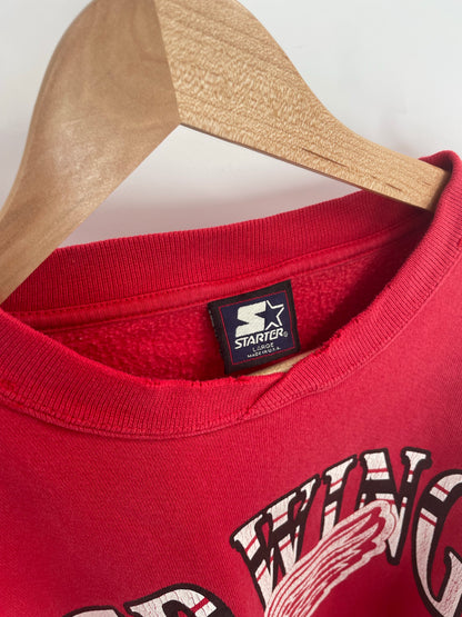 90's STARTER x DETROIT RED WINGS Made in USA Size L Vintage NHL Sweat-Shirts/ K8665