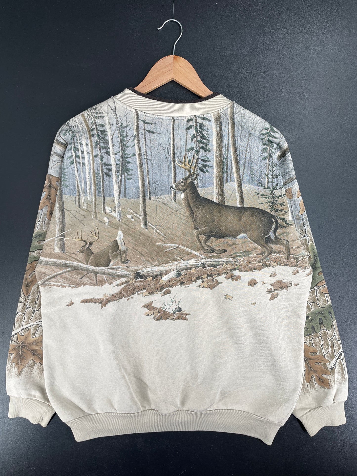 Vintage WHITE TAIL DEER Size Approx.L Vintage Animal Sweat-Shirt / E2545S