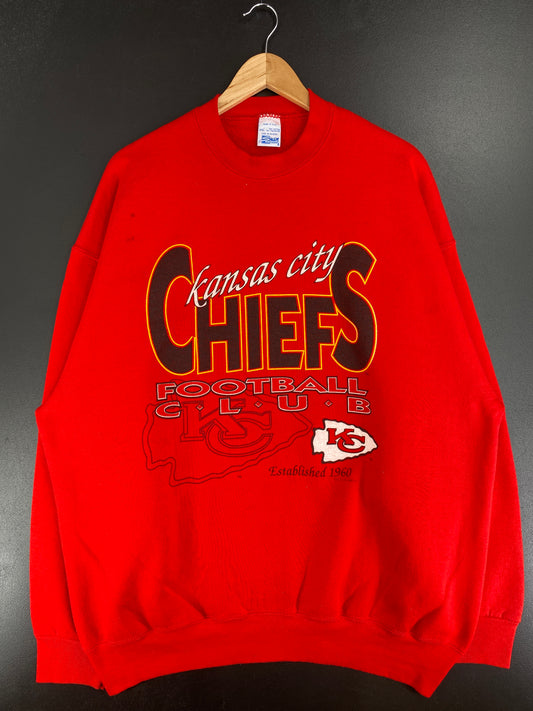 90's SALEM x KANSAS CITY CHIEFS Made in USA Size XXL Vintage NFL Sweat-Shirt / A5038