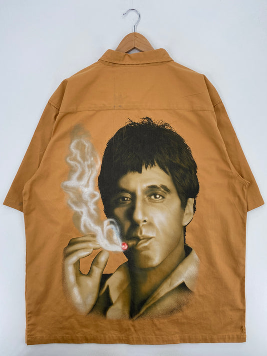 Vintage SCARFACE TONY MONTANA Size XXL Vintage Button Down Shirts / A5775