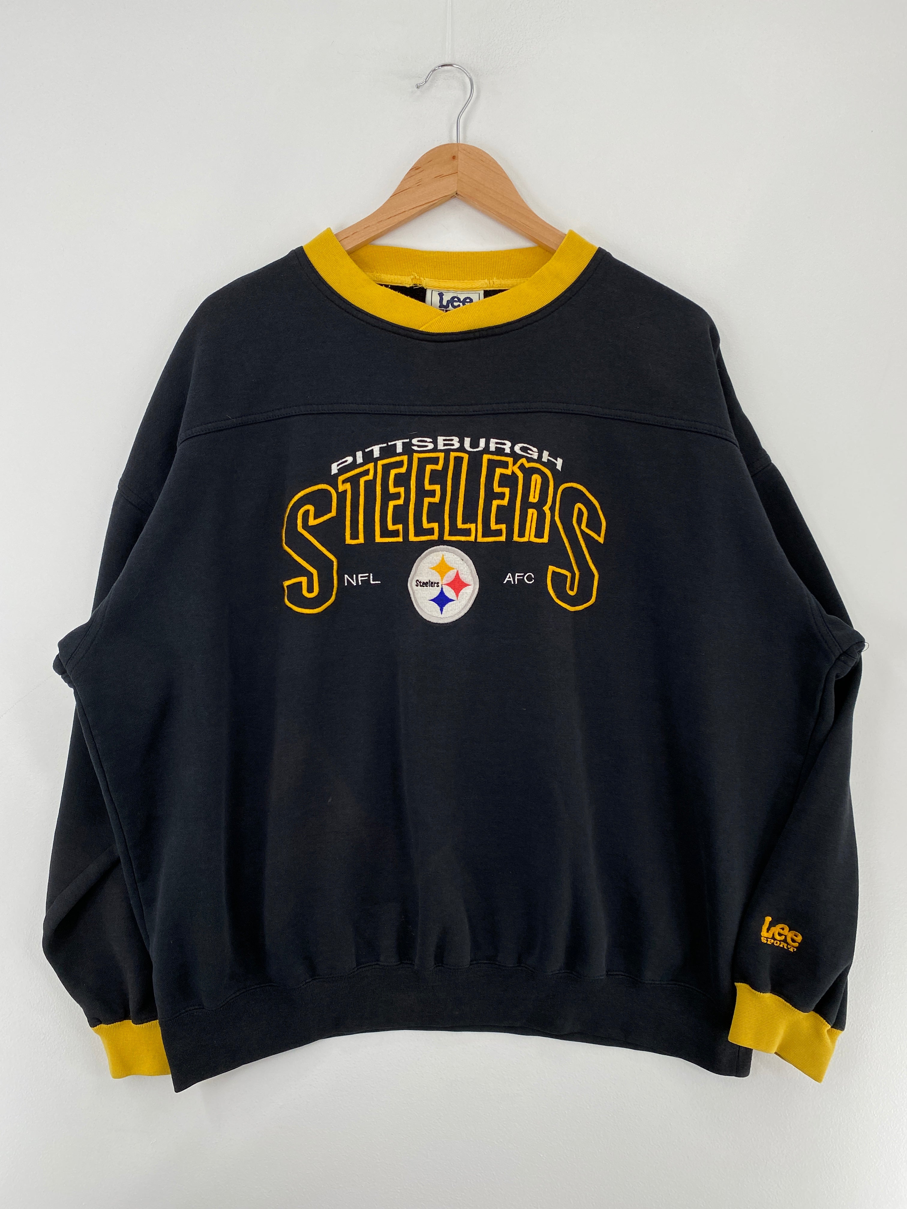 Vintage 90s Cotton Black Lee Pittsburgh Steelers NFL Sweatshirt