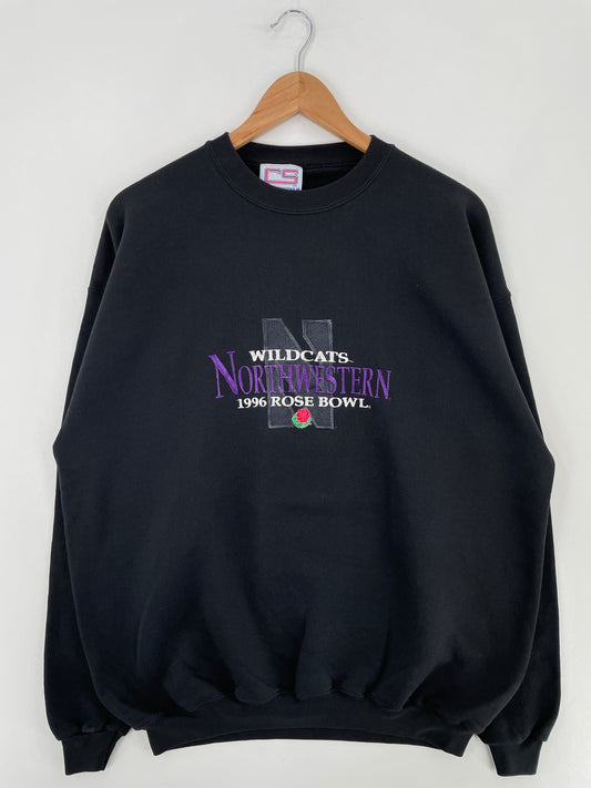 1996 NORTH WESTERN ROSE BOWL Made in USA Size XL Vintage College Sweat-shirt / E1428S