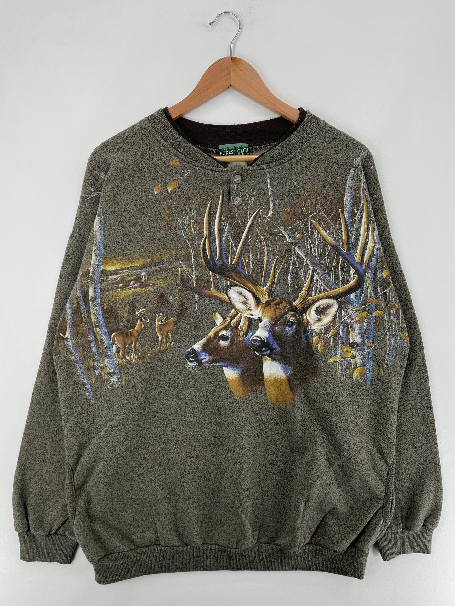 90's DEER Made in USA Size XL Vintage Animal Sweat-Shirt / E2547S