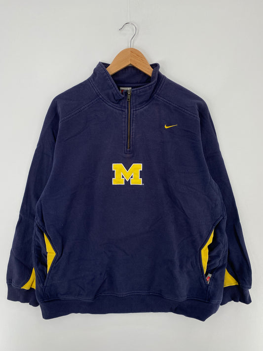 00' NIKE MICHIGAN STATE Size L Vintage Half Zip Sweat-Shirt / A9889