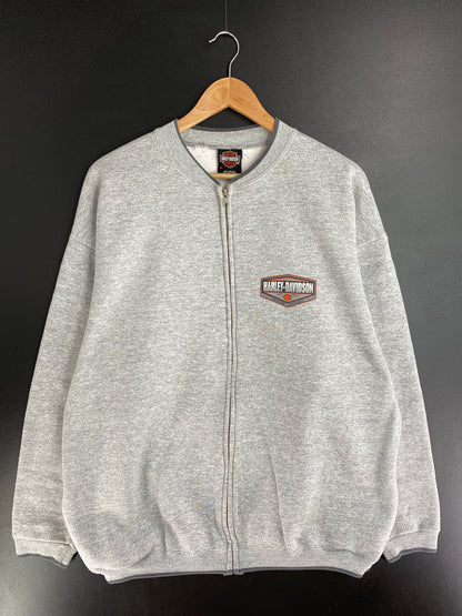 90’s HARLEY DAVIDSON Made in USA Size XXL Vintage Zip Up Sweat-Shirt / E734