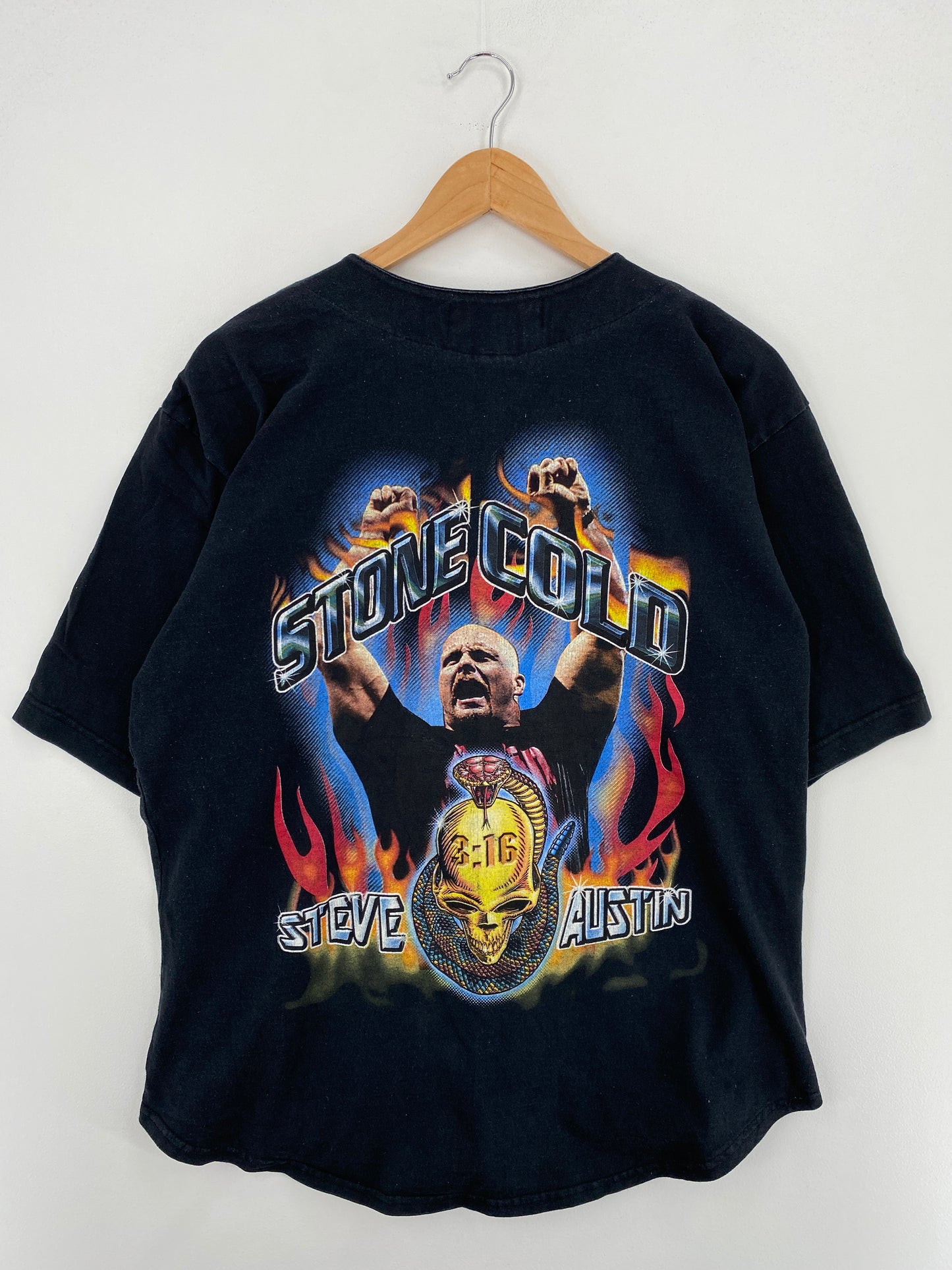 1999 Stone Cold WWF Size M Vintage Button Down T-Shirt / A5004
