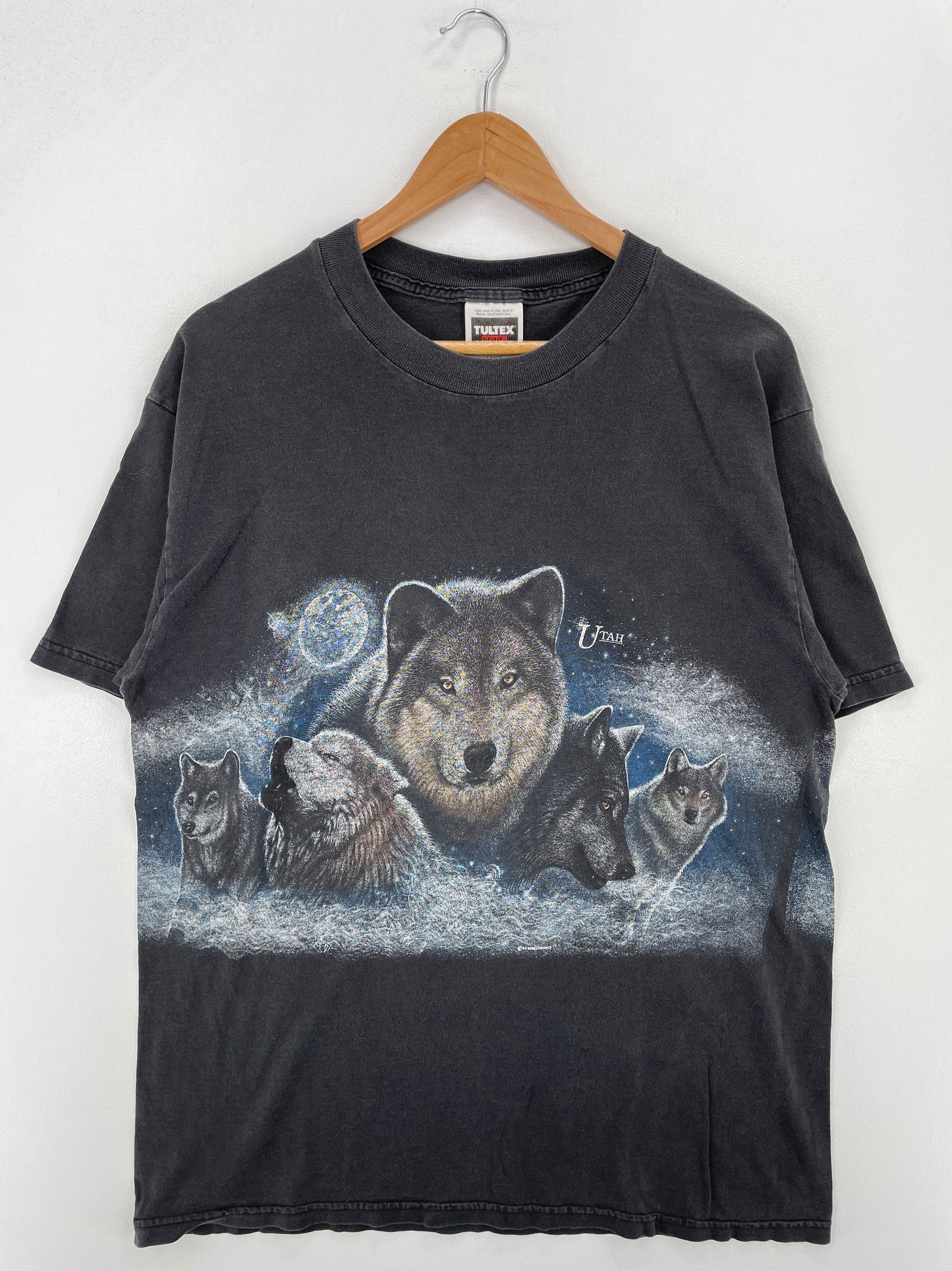 90s' UTAH WOLF Size L Vintage T-Shirt / A7711