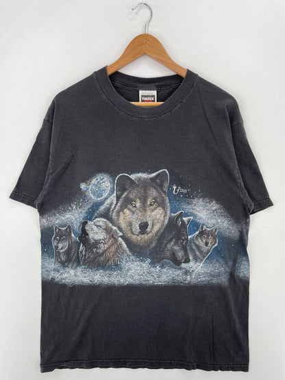 90s' UTAH WOLF Size L Vintage T-Shirt / A7711