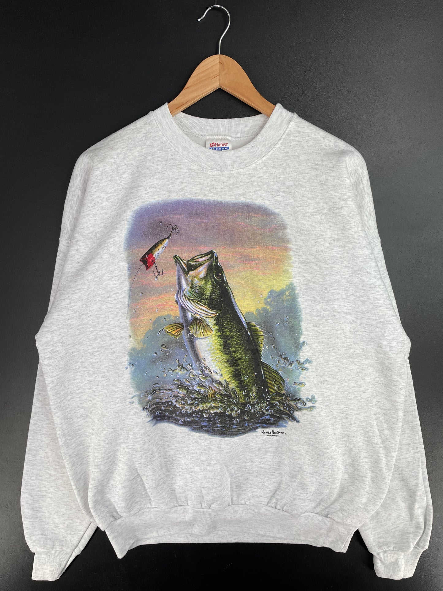 Vintage BASS FISH Size XL Vintage Animal Sweat-Shirt / E352