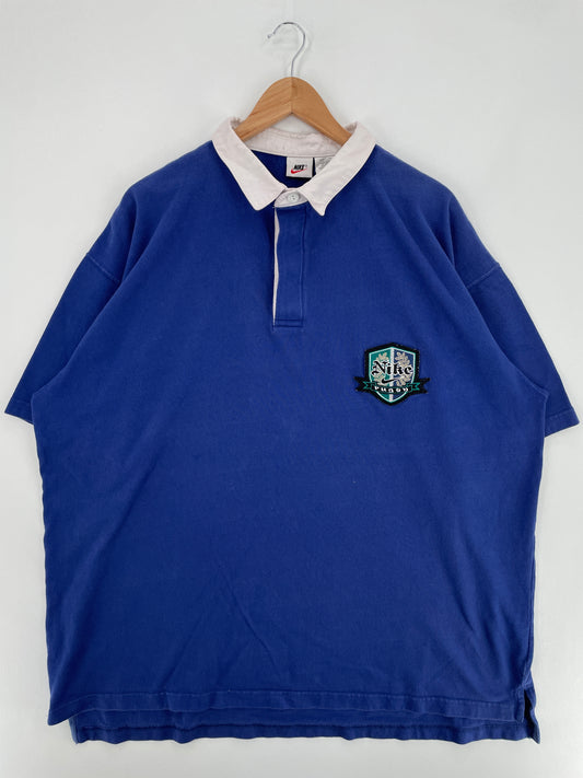 90's NIKE Size XXL Vintage Half Sleeve Rugby-Shirt / E909