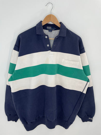 90’s POLO JRALPH LAUREN Size M Vintage Button Down Sweat-shirt / K7515