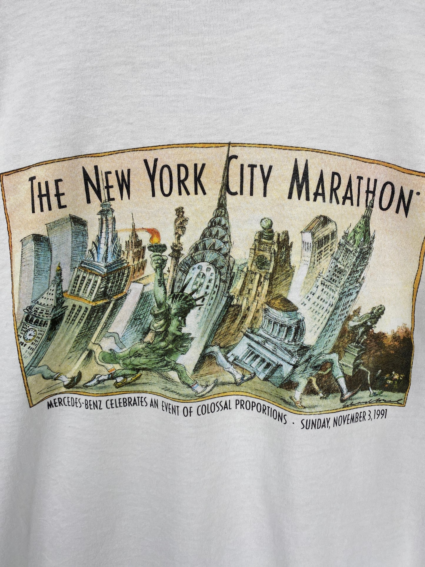 90’s NEW YORK CITY MARATHON x Mercedes Benz Size XL Vintage T-Shirts / K1397