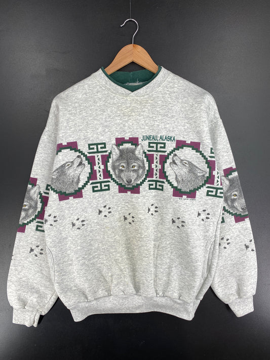 90's JUNEAU ALASKA Made in USA Size L Animal Sweat-Shirt / E3428S