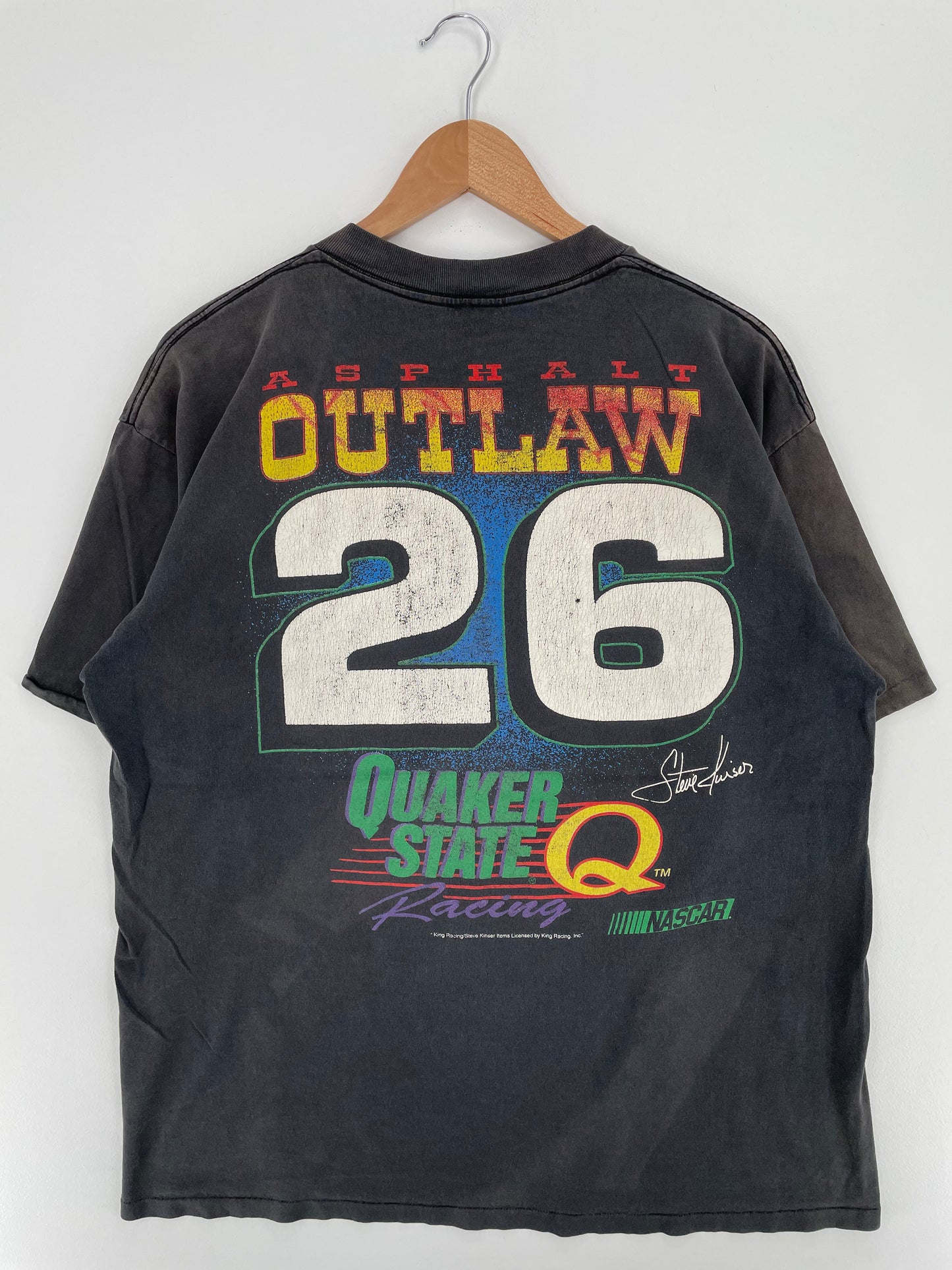 90’s NASCAR x STEVE KINSER Size No Tag (Approx.L-XL) Vintage racing T- Shirt / A1933