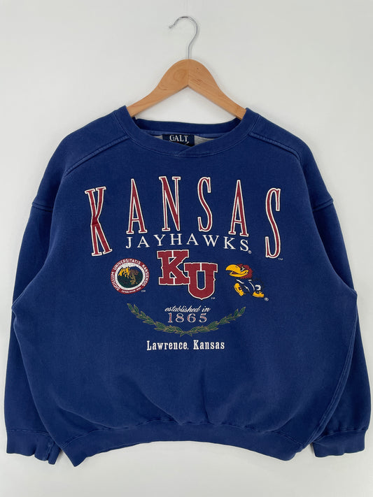 Vintage KANSAS JAYHAWKS Size L Vintage College Sweat-shirt / E65