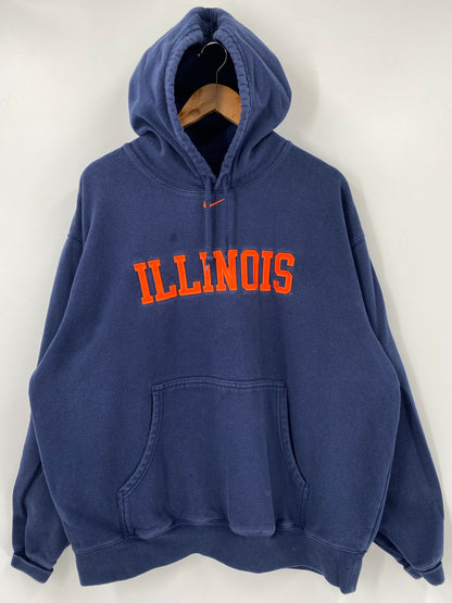 00' NIKE ILLINOIS Size XL Vintage Hoodie Sweat-Shirt / K4646
