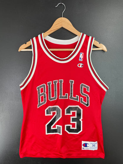 90's Champion x CHICAGO BULLS 23 JORDAN Made in USA Size 36(S) Vintage NBA Jersey / A7131