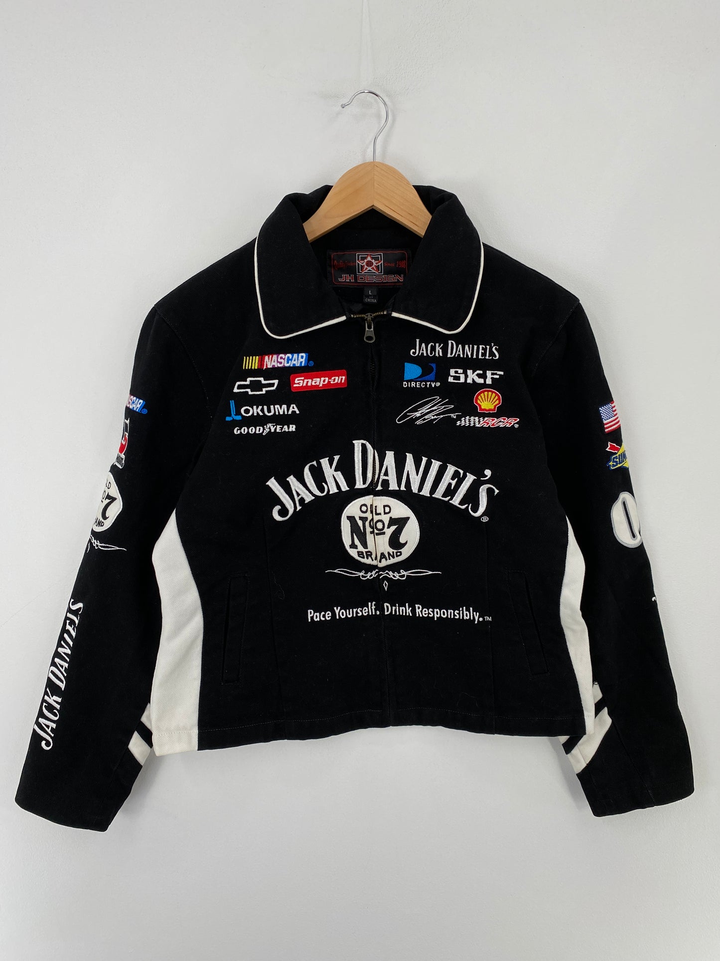 00' JACK DANIELS Size Ladies L Vintage Racing Jacket / E3676J