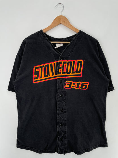 90's STONE COLD Made in USA Size XL Vintage WWF Button down T-shirt / E135