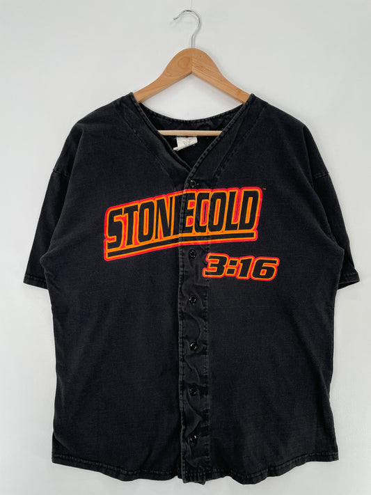 90's STONE COLD Made in USA Size XL Vintage WWF Button down T-shirt / E135